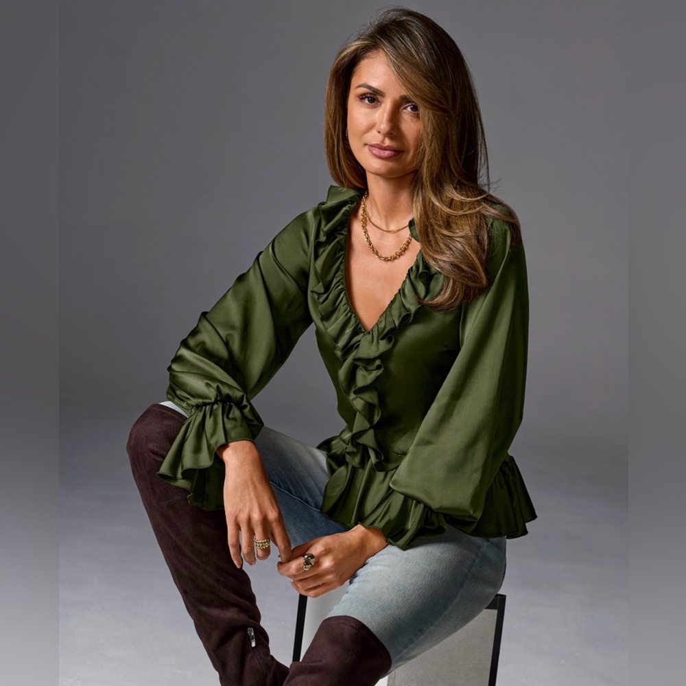 Paige Ruffle Charmeuse Blouse